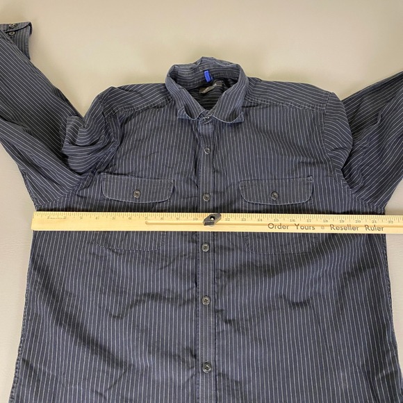 Kenneth Cole REACTION Button Down Shirt Men's‎ Large Gray Striped 100% Cotton - Picture 7 of 12